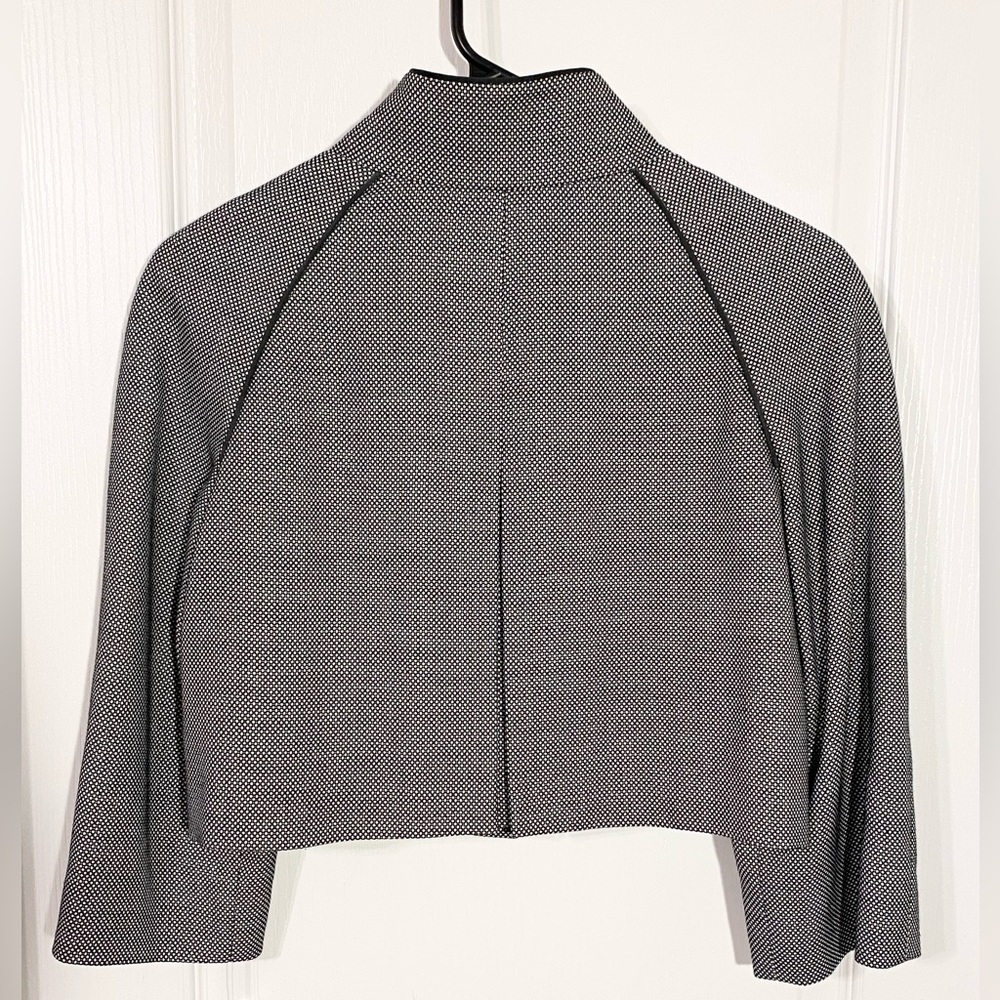 NWT Tahari ASL Cropped Swing Jacket Black White Micro Dot Size 2 - Picture 2 of 7